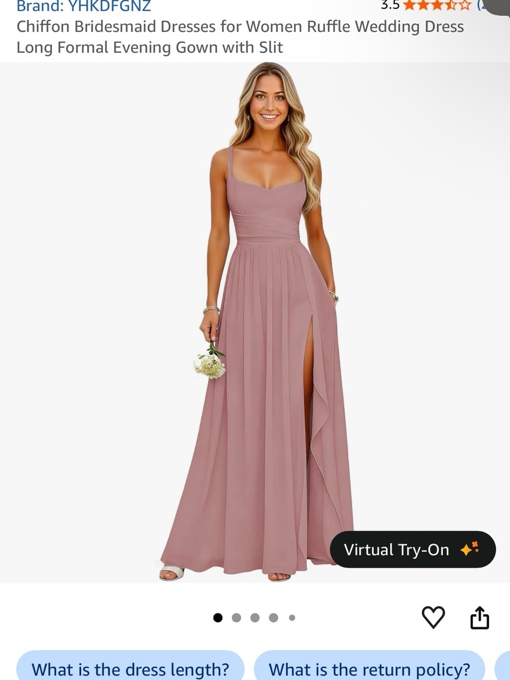 Women's Mauve Ruffle Spaghetti-Strap Evening Dress with Slit